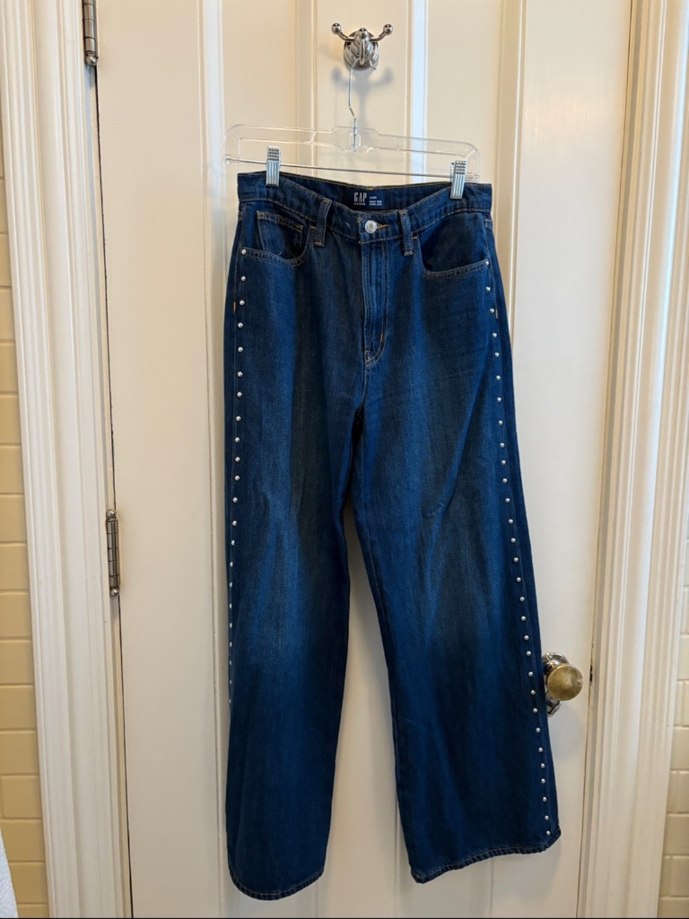 GAP Dark Blue Straight-Leg Jeans with Side Studs